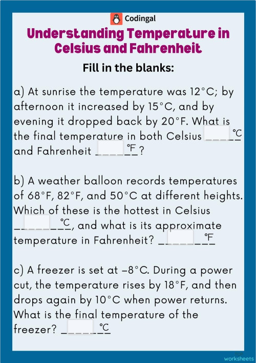 Temperature: interactive worksheets and online exercises | TopWorksheets