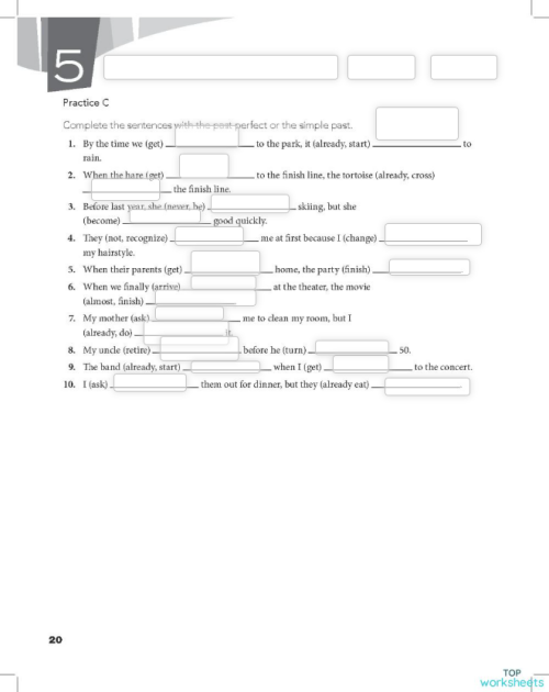 Part Perfect vs Part Simple Test ใบงานเชิงโต้ตอบ | TopWorksheets
