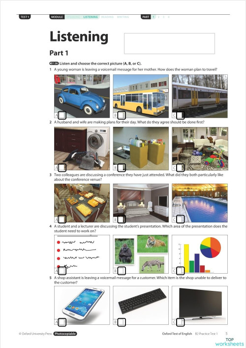 Oxford Test B2 Test 1 - Listening P1 & 2. Interactive worksheet ...