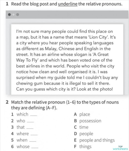Homework 6.2 Defining relative clauses. Interactive worksheet ...