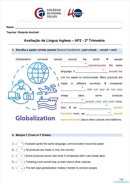 AP2- 2º trimestre. Ficha interativa | TopWorksheets