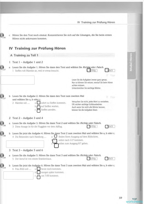 Hören B1 Fit fürs. Interaktives Arbeitsblatt | TopWorksheets