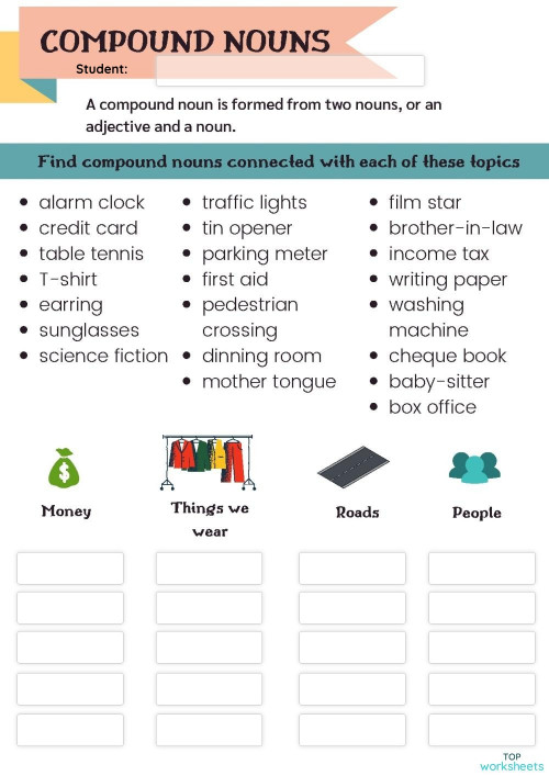 compound words interactive worksheet topworksheets