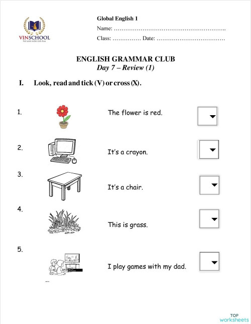 CLB - Day 7 - Review Unit 1&2. Bài tập tương tác | TopWorksheets