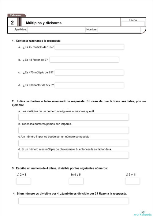 Problemas mcm-mcd. Ficha interactiva | TopWorksheets