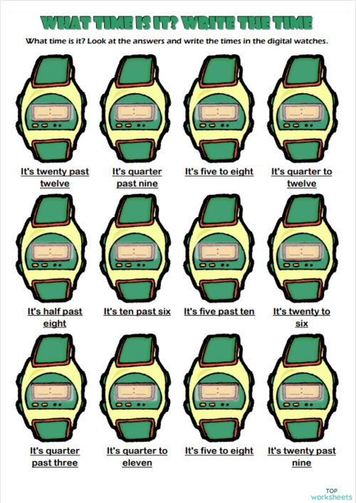 Asking and Telling Time 02. Interactive worksheet | TopWorksheets