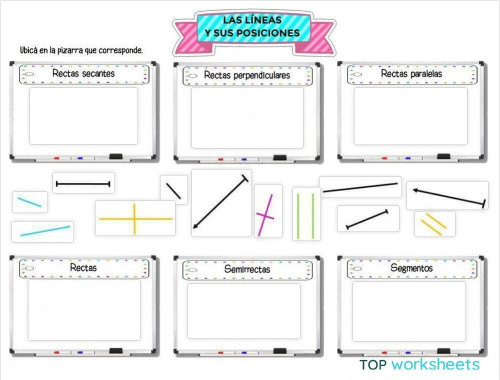Las líneas y sus posiciones. Ficha interactiva | TopWorksheets