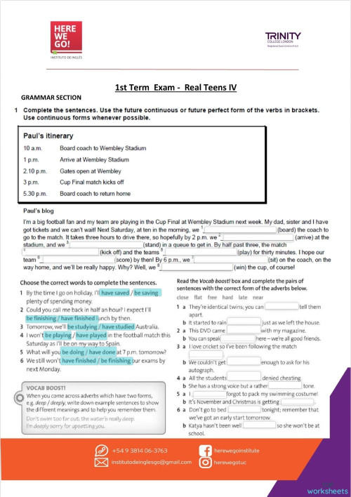 1st Term - Real Teens IV 2025. Interactive worksheet | TopWorksheets