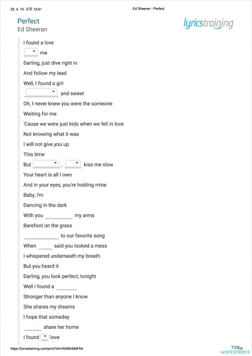 perfect-ed. Interactive worksheet | TopWorksheets
