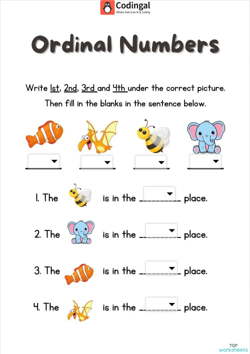 M_G01M06L13_WC03_Introduction to Ordinal Numbers. Interactive worksheet ...