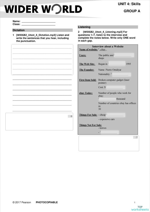 Wder world 2 Skills test 4A. Interactive worksheet | TopWorksheets