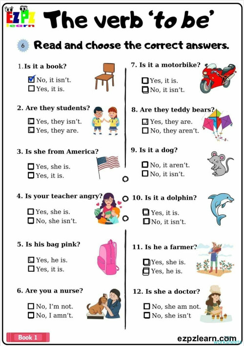 verb to be - short answers. Interactive worksheet | TopWorksheets