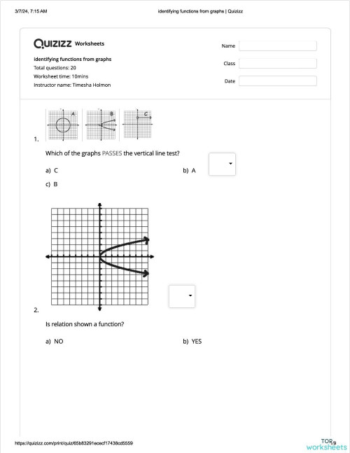 Identifying Function Graph Review. Interactive worksheet | TopWorksheets