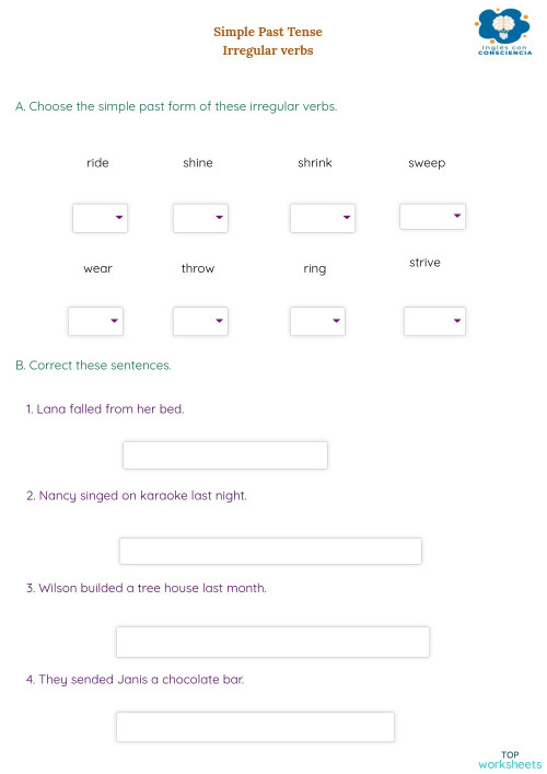 Simple Past Tense Irregular verbs. Interactive worksheet | TopWorksheets