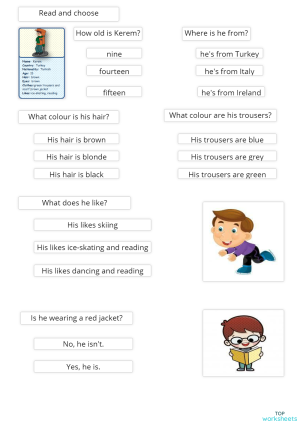 descring people. Interactive worksheet | TopWorksheets