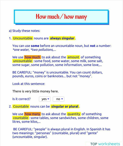 How much - how many. Interactive worksheet | TopWorksheets