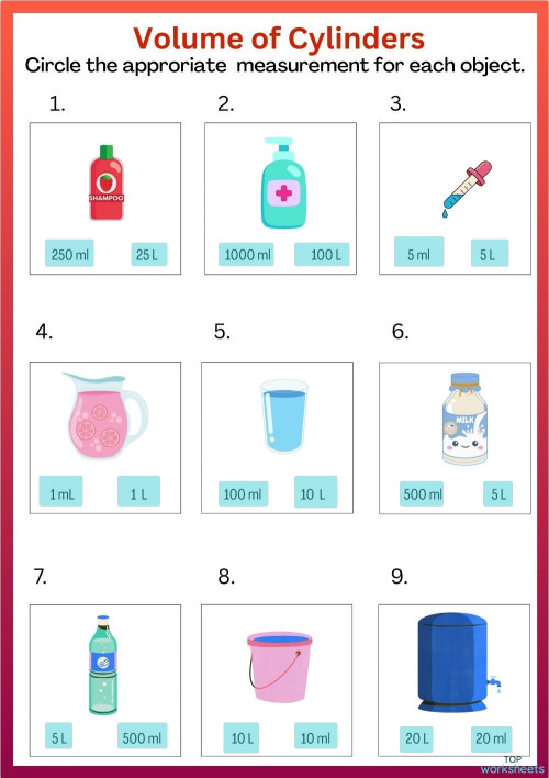 M_G08M20L59_WC02_Volume of Cylinders. Interactive worksheet | TopWorksheets