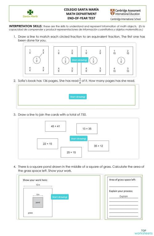 TEST 4TH GRADE. Interactive worksheet | TopWorksheets