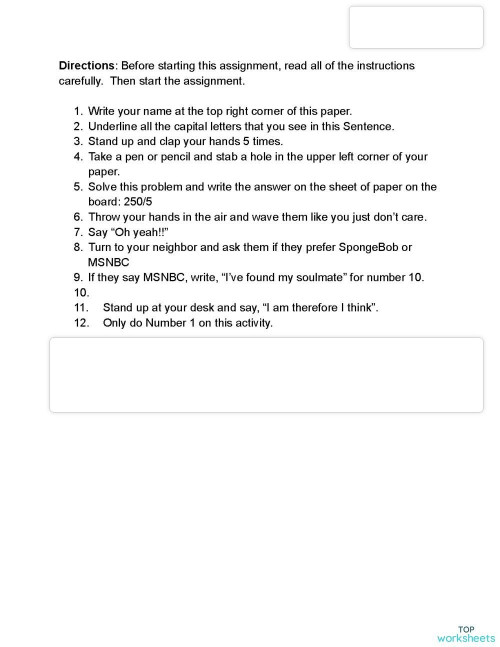 Directions. Interactive worksheet | TopWorksheets