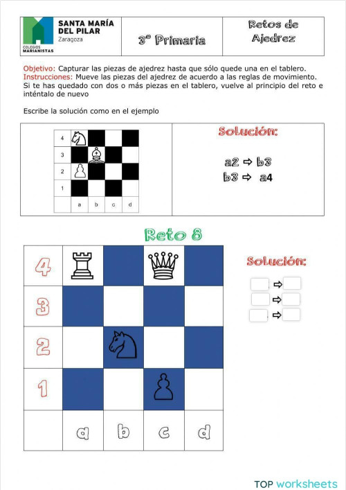 Reto 08 ajedrez. Ficha interactiva | TopWorksheets