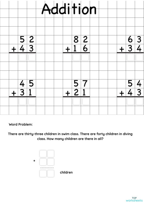 Addition No Regrouping/ Number Line Review. Interactive worksheet ...