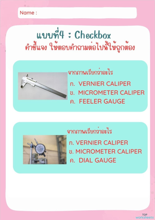 ใบงาน 4 Checkbox ใบงานเชิงโต้ตอบ | TopWorksheets