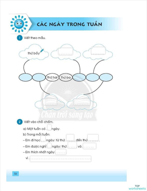 Tờ lịch của em (1). Interactive worksheet | TopWorksheets