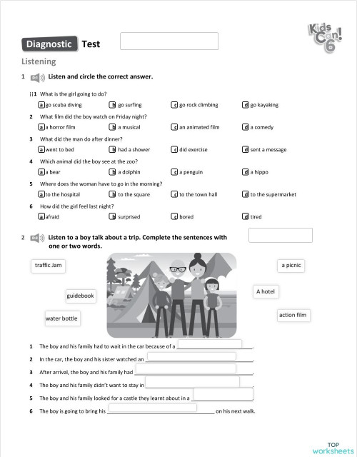 Diagnostic test KC 1. Interactive worksheet | TopWorksheets