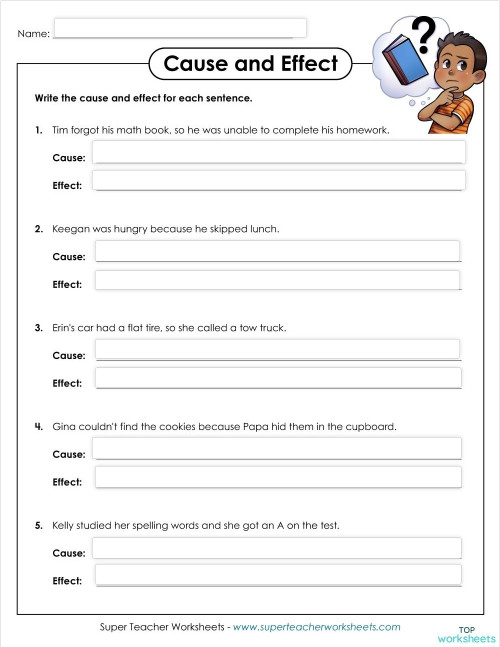 cause and effect. Interactive worksheet | TopWorksheets