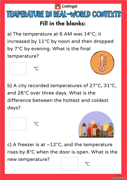Temperature: interactive worksheets and online exercises | TopWorksheets