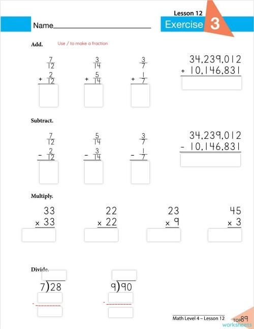 Lesson 12 exercise 3 pg 89 interactive worksheet topworksheets