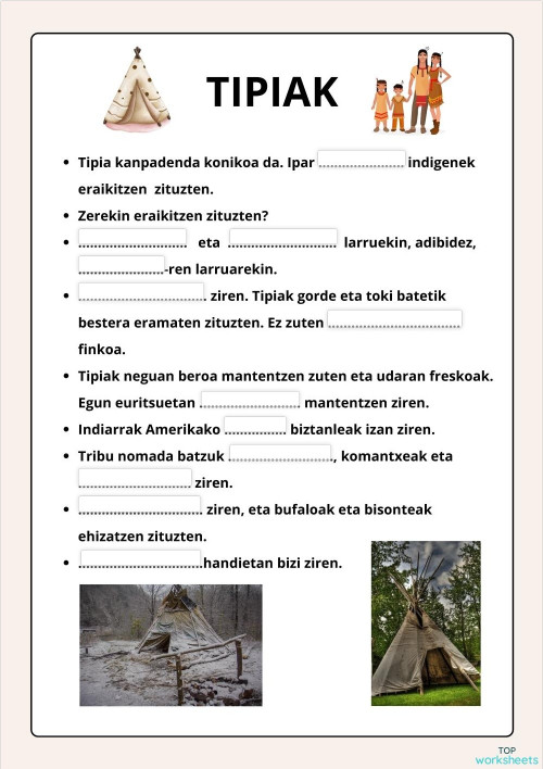 TIPIAK. MUNDUKO ETXEAK. Fitxa interaktiboa | TopWorksheets