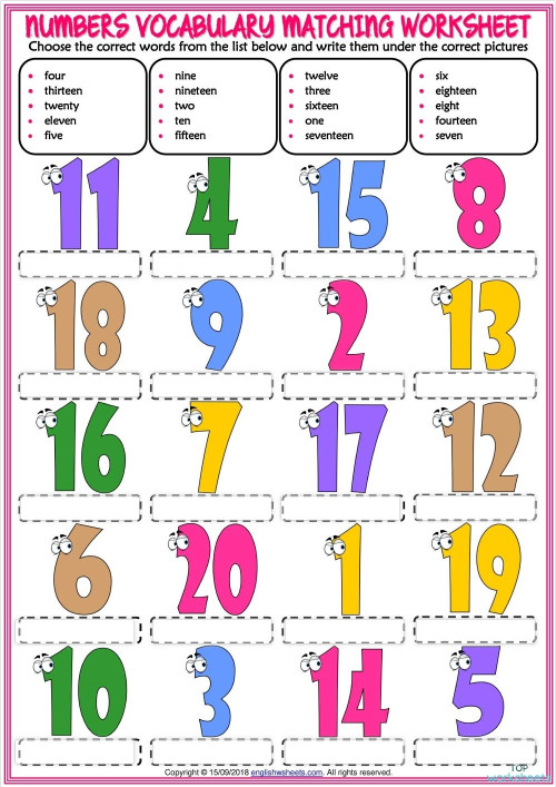 Numbers 1-20 ใบงานเชิงโต้ตอบ | TopWorksheets