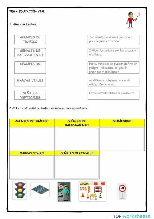 Tema Educación Vial Ficha Interactiva Topworksheets