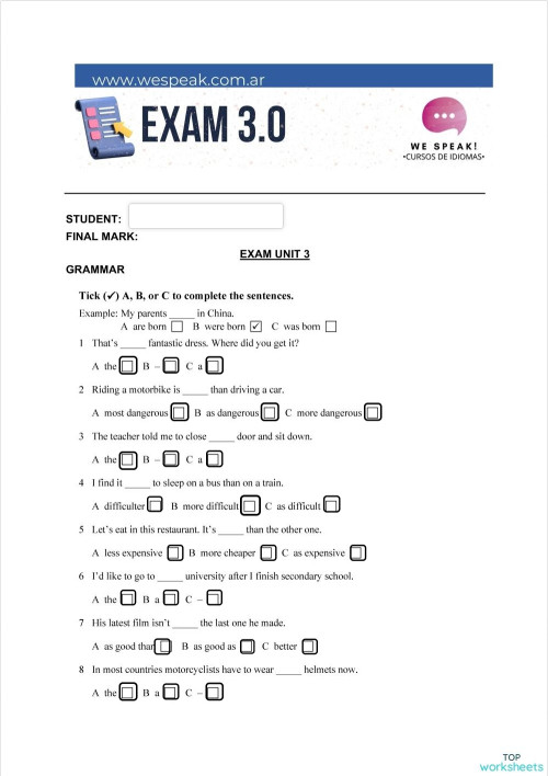 INTERMEDIATE UNIT 3. Interactive worksheet | TopWorksheets