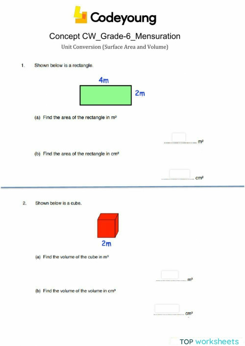 Unit Conversion (Surface Area and Volume) Concept CW. Interactive ...