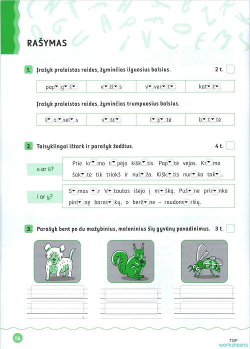 2 klasė: interactive worksheets and online exercises | TopWorksheets