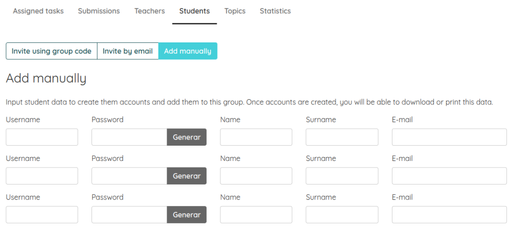 Manually adding students