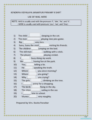 USE OF WAS,WERE. Interactive worksheet | TopWorksheets