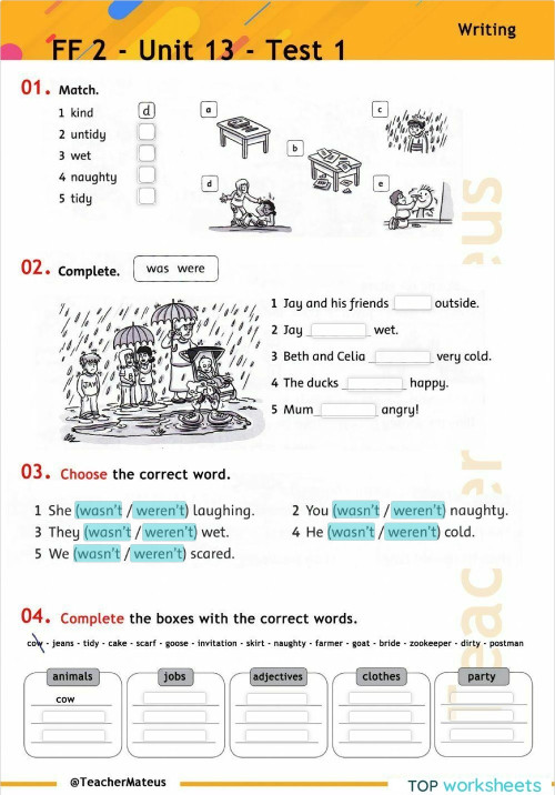 FF 2 - Unit 14 - Test 1 - Writing. Interactive worksheet | TopWorksheets