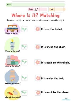 6 Where is it? - Matching. Interactive worksheet | TopWorksheets