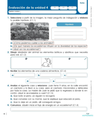 Evaluación agosto ciencia y tecnología. Ficha interactiva | TopWorksheets