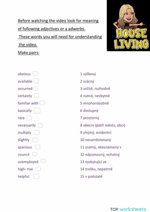 British housing. Interactive worksheet TopWorksheets
