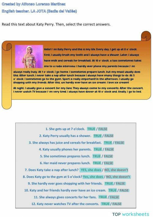 Frequency adverbs 03. Interactive worksheet | TopWorksheets