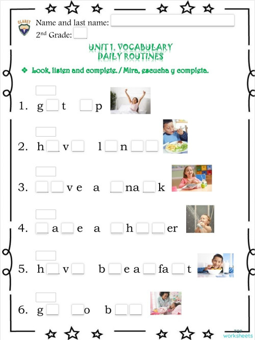 2nd G. Unit 1. Vocabulary. Spelling practice. Interactive worksheet ...