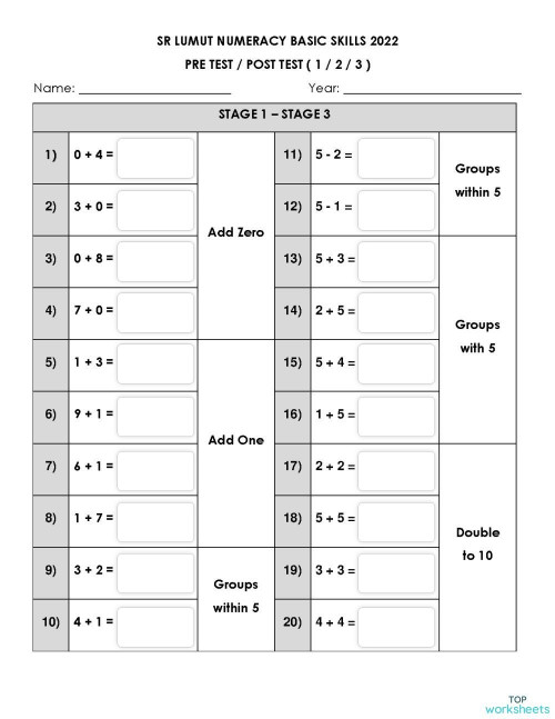 | PRE TEST TERM 1 |. Interactive worksheet | TopWorksheets