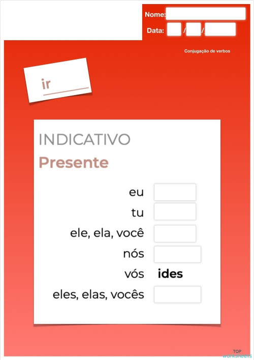 conjugação verbo ir. Ficha interativa | TopWorksheets