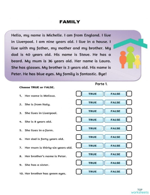 Family_ Reading and Listening. Interactive worksheet | TopWorksheets