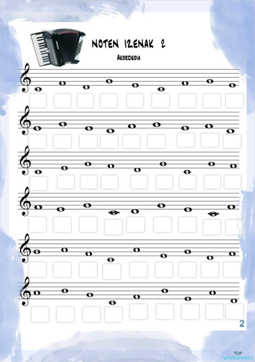 Akordeoia 1. MAILA Noten izenak 2. Interactive worksheet | TopWorksheets
