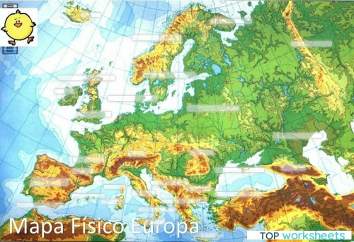 Mapa Físico Europa. Ficha interactiva | TopWorksheets